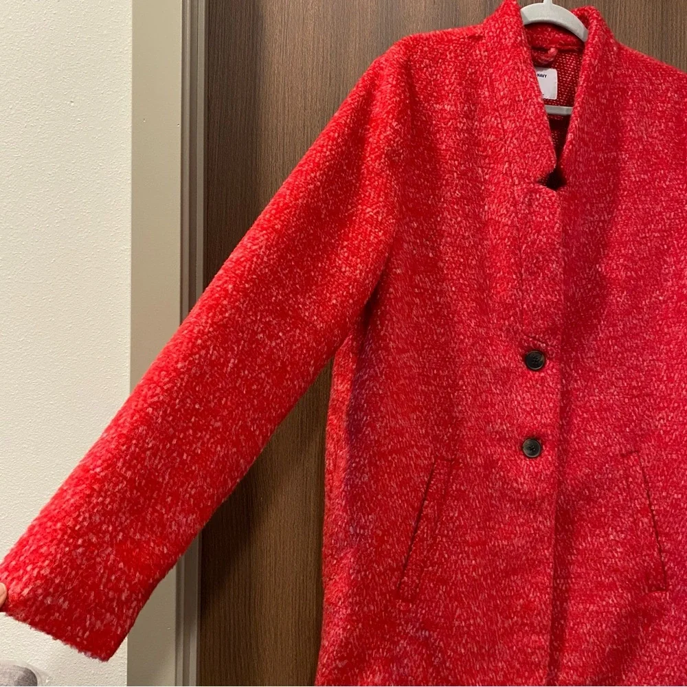🆕 OLD NAVY Red‎ Relaxed Textured Cardigan Coat Size L Tall 11% Wool Lightweight - Picture 5 of 13